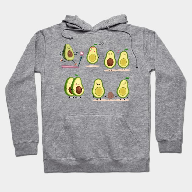 Avocado love story, cartoon avocado, avocardio Hoodie by PrimeStore